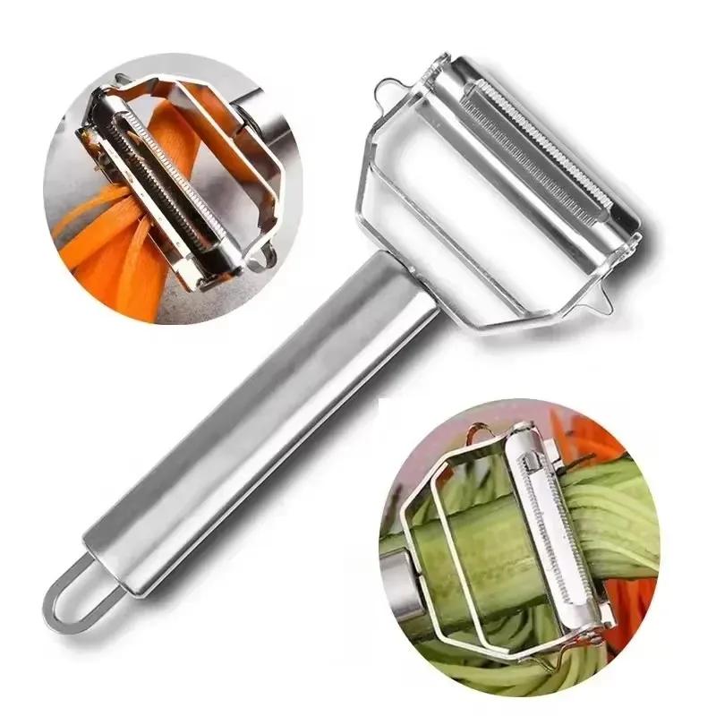 4 IN 1 Fruit Vegetable Peeler Stainless Steel Carrot Grater Double-Head Kitchen Gadgets Melon Cucumbers Potato Slicer Home Tools