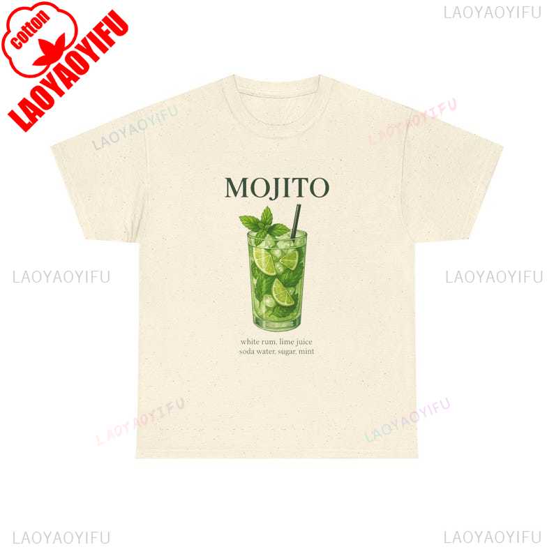 

Mojito Cocktail Summer Vibes Funny T-Shirt Refreshing Drink Unisex Fashion Casual Comfort Soft Cotton Tees Vacation Apparel Top 4XL