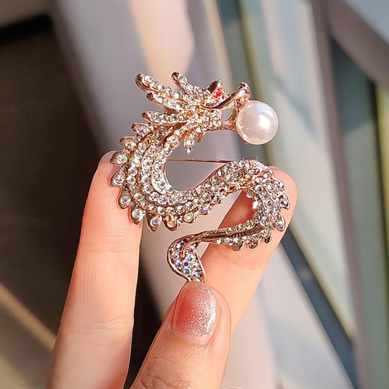 Creative  Personality Chinese Dragon Zodiac Brooch Pin Badge For Women Man Suit Decoration  Clothes Jewelry Gift