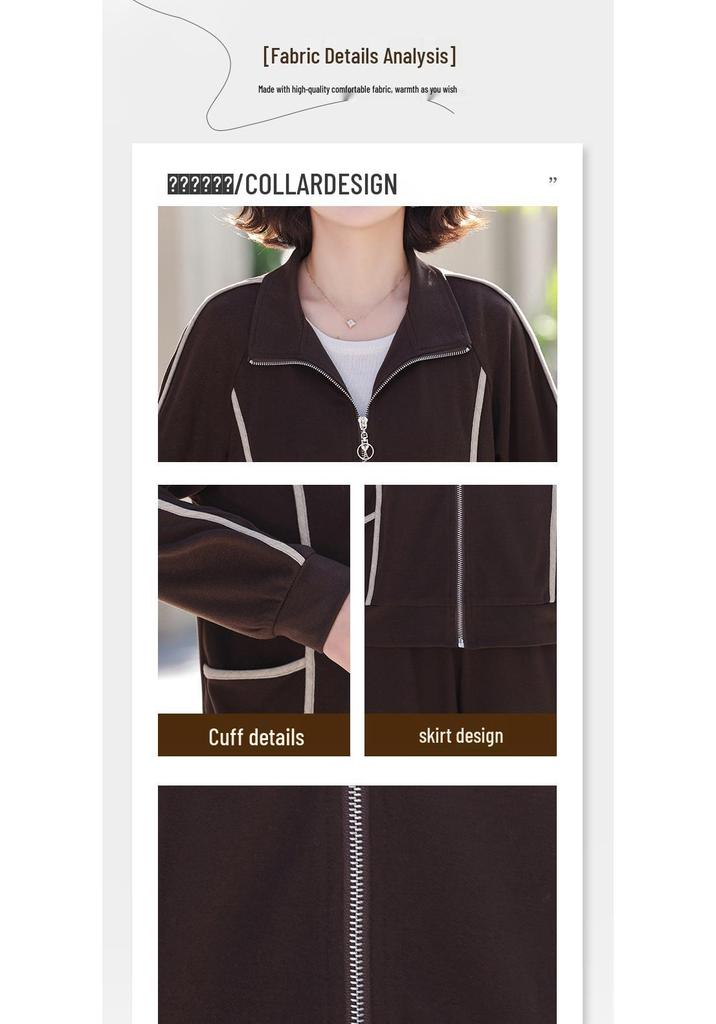Mom's 2026 Stylish Spring & Autumn Sportswear: Korean-Style Middle-Aged Women's Jacket & Top Two-Piece Set