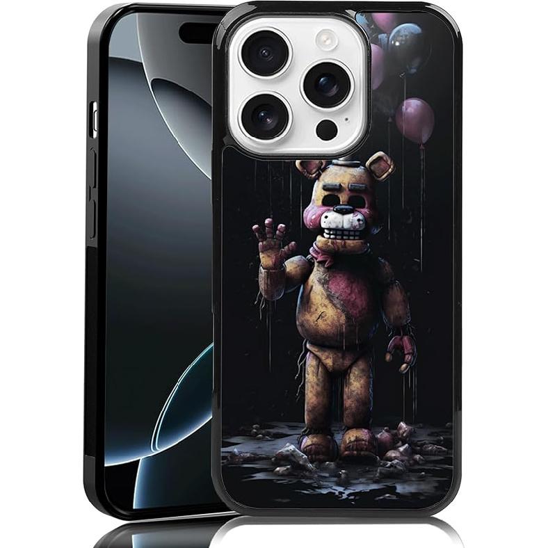 Black Cute FNAF Phone Case Fit for iPhone XR, TPU Shockproof Protective iPhone Case Horror Five Nights Video Game Phone Cover Gift for Boy Girl Men