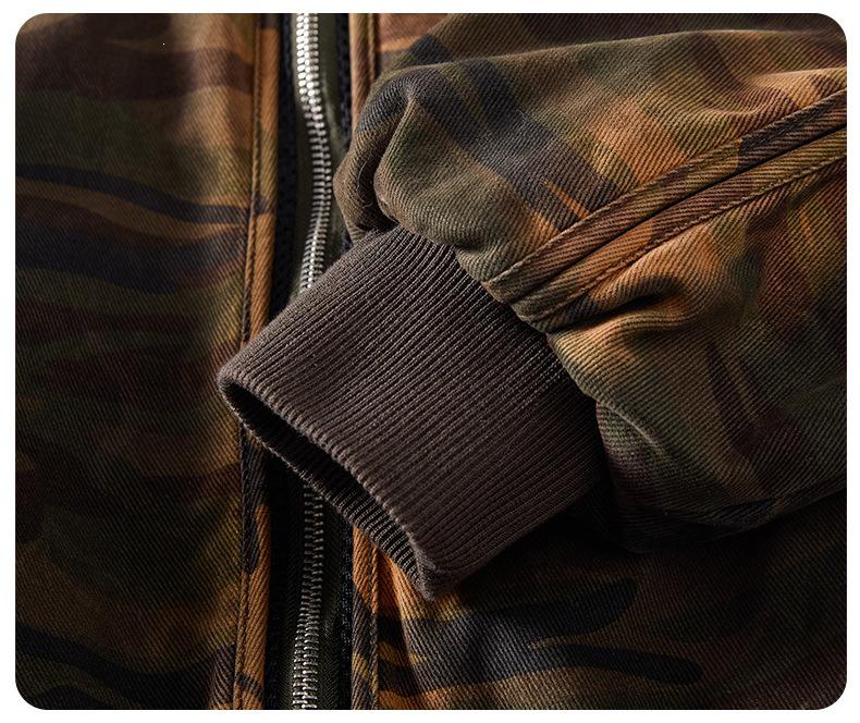 Men's Retro Camouflage Loose Fit Baseball Jacket - Casual Spring/Autumn Cotton Outerwear
