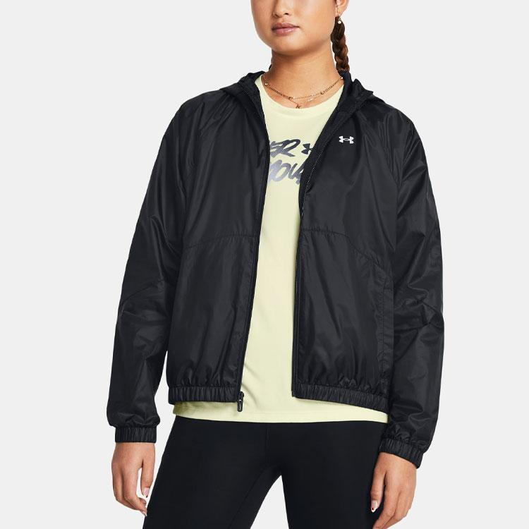 Under Armour UA Rival Solid Logo Casual Hoodie Jacket Women Jackets Black 1382698-001