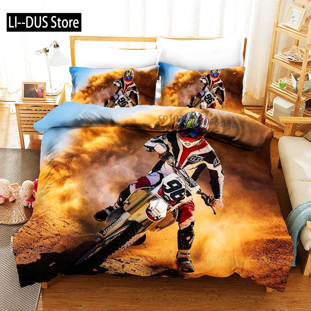 Sexy Girl Motocross Duvet Cover Extreme Sports Theme Bedding Set for Boys Teens Man Microfiber 3D Beauty Queen King Quilt Cover