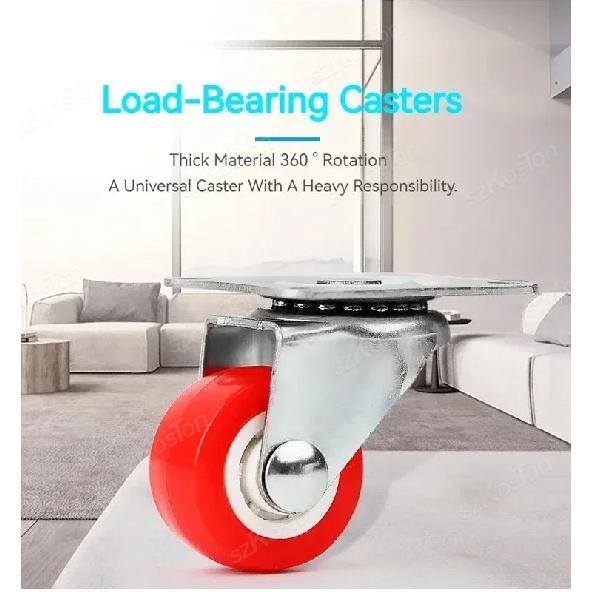 4Pcs Universal Caster Wheel Heavy Duty Swivel Caster Capacity Wear Resistant PVC Industrial Castor Wheel Furniture Wheels Caster