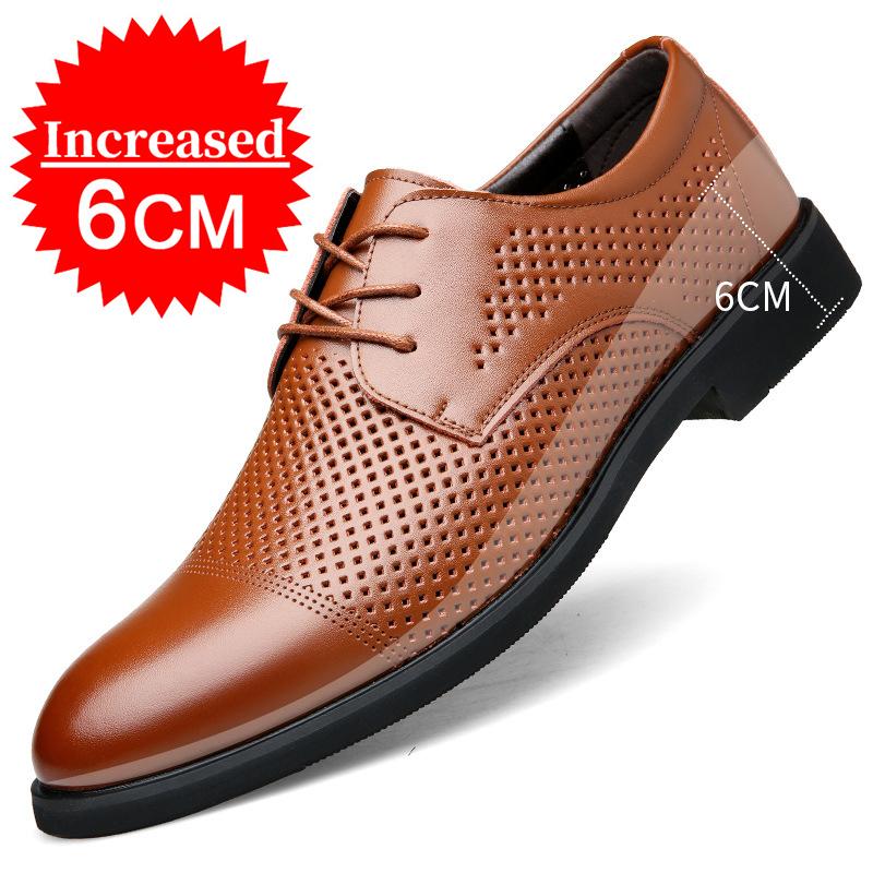 Fashion Elevator Shoes Men's Dress Shoes Black Leather Men Heighten Formal Shoes Casual Business Men Suit Shoes Large Size 37-46