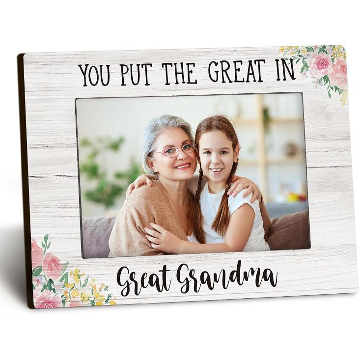 Great Grandma 4x6 Picture Frame, Grandkids Photo Frame, GreatGrandma Gifts from Grandkids, You Put the Great in Great Grandma Photo Frames for Desk great grandma