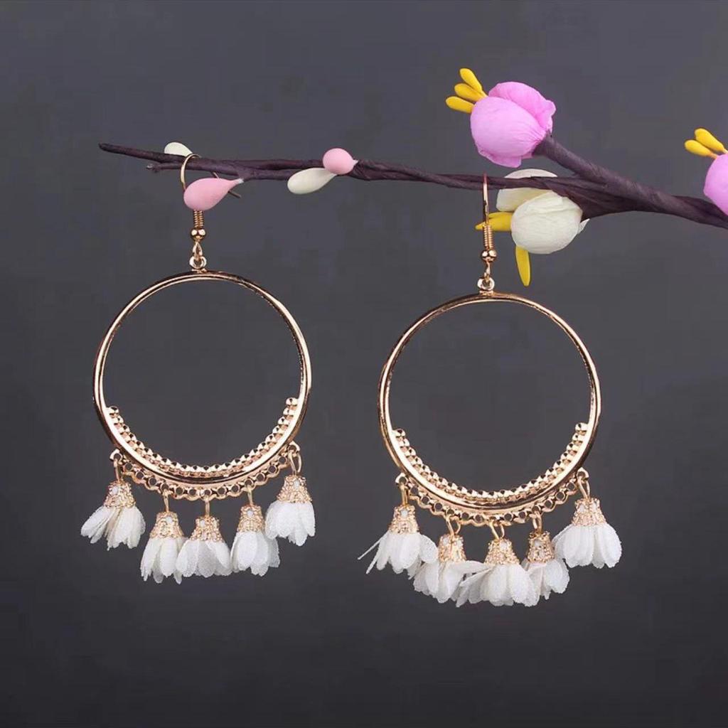Bohemian Turquoise Owl Dream Catcher Tassel Earrings for Women