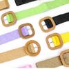 Bohemian Cotton And Linen Wind Pp Grass Woven Belt Women'S Round Square Buckle Dress Retro Women'S Belt