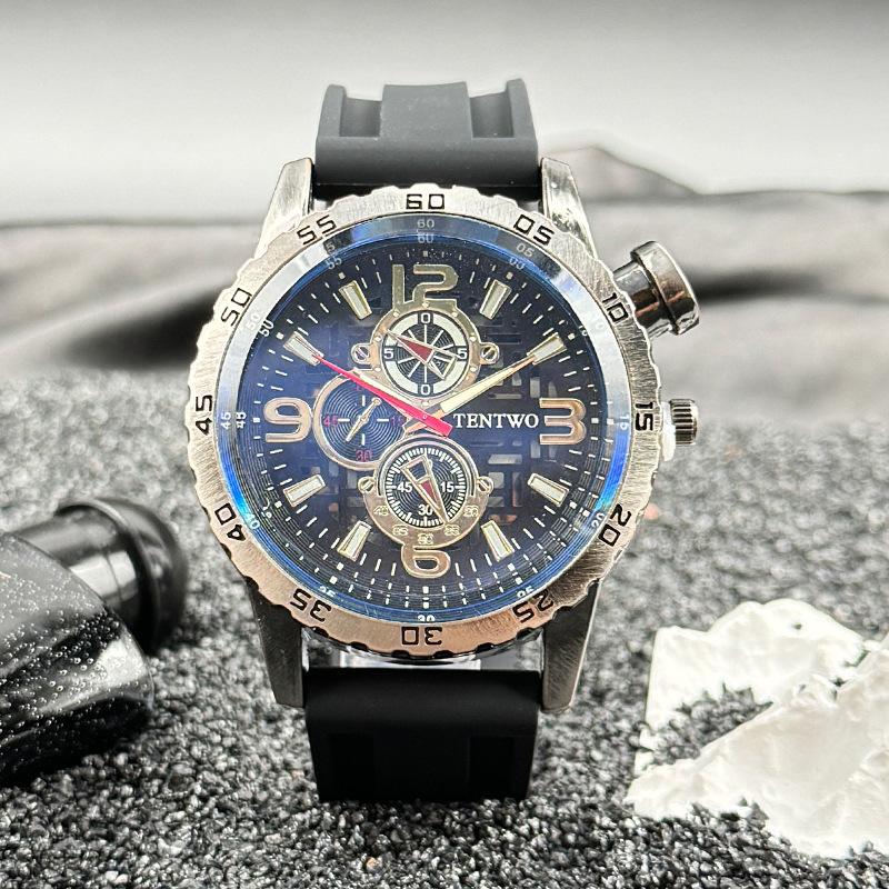 Мужские часы JYL Синий свет Полый Высококачественный Силиконовый Ремешок Black каталина синий