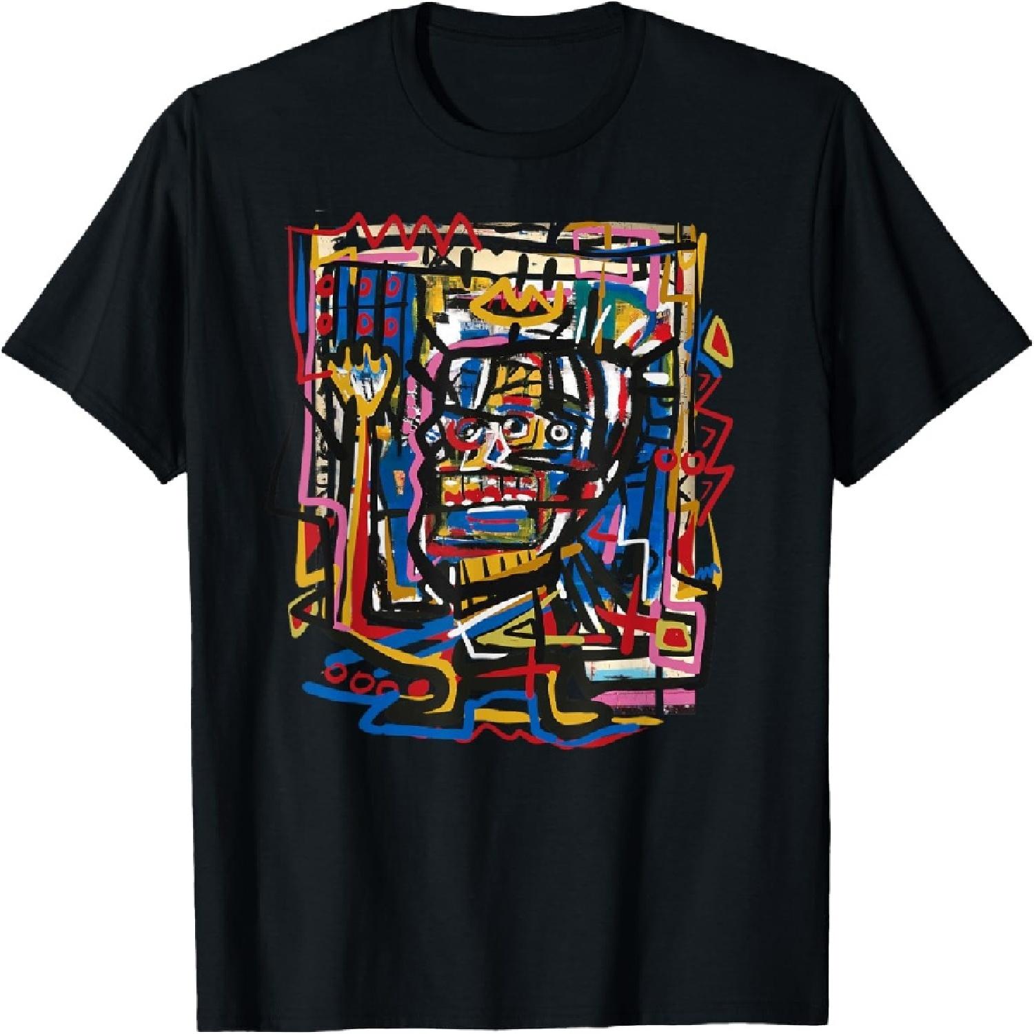 Африканское Outsider Art Абстрактная Фигура Короля Граффити Графическая Футболка S