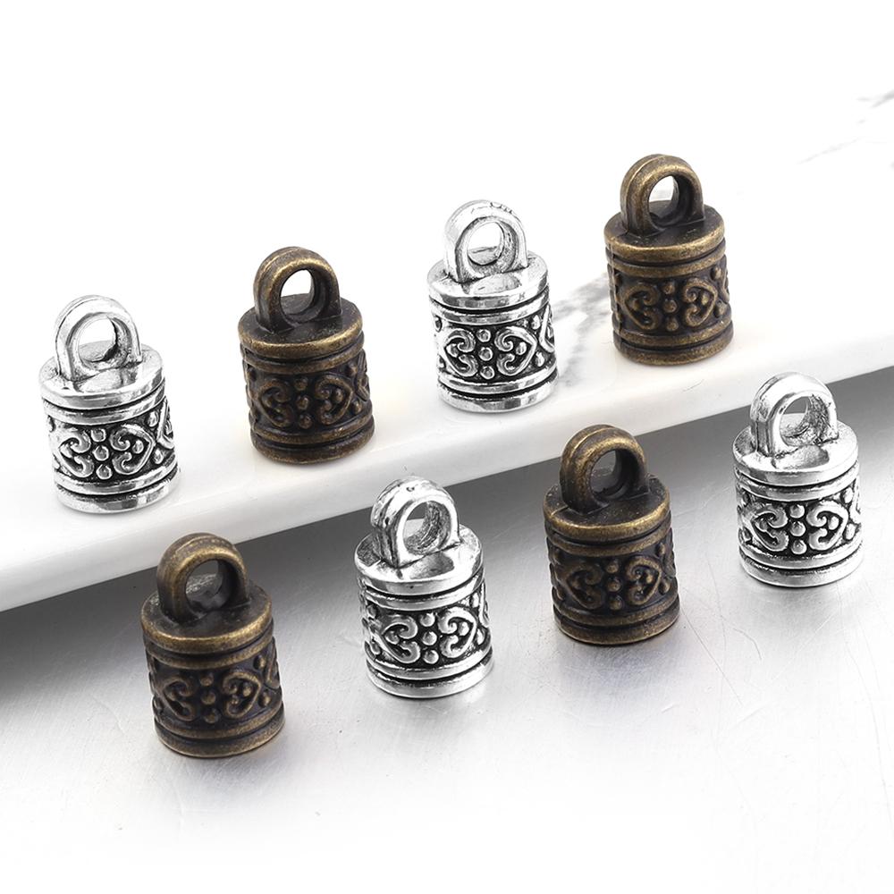 10 pezzi Terminali a Crimpare in Metallo 10x16mm Vintage Fibbia Terminale per Cordino in Pelle con Frange Perline Per Fai da Te Creazione Gioielli Bracciale Collana Forniture