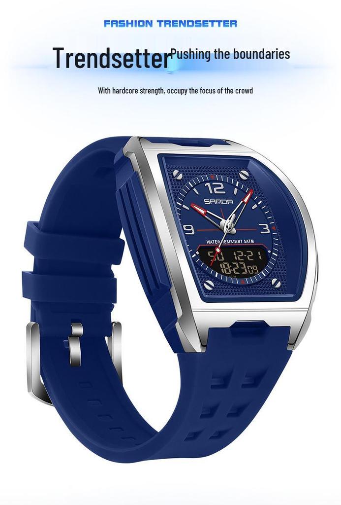 SANDA Trendy Student Men's Dual Display Electronic Watch with Snooze Alarm