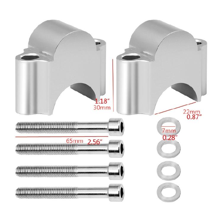 Pivoting Motorcycle Bar Clamps Raised Handlebar Handle Bar Risers for 7/8" 22mm