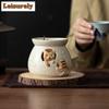 Naughty Cat Round Tea Warmer Holder Alcohol Burner Stove Kettle Stand Baked Milk Jar Carbon Furnace Chinese Tea Set Ornaments