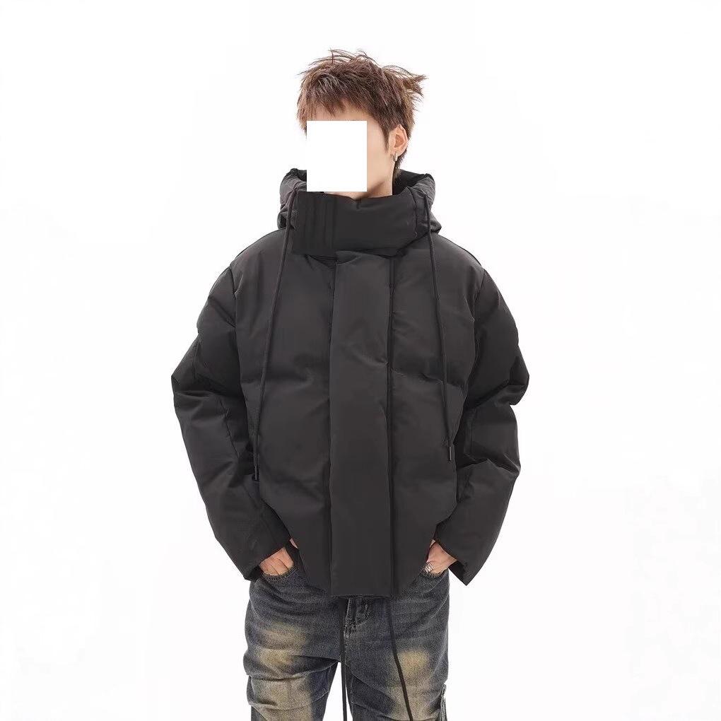 Men's Trendy Hooded Winter Coat - Thick Cotton Puffer with European & American Streetwear Design