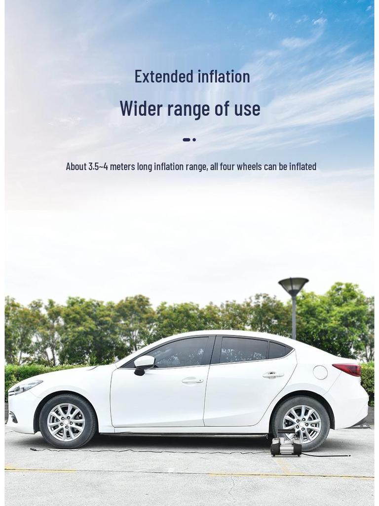 150W Dual Cylinder Car Air Pump - Automatic Stop High-Pressure Inflatable for Tires