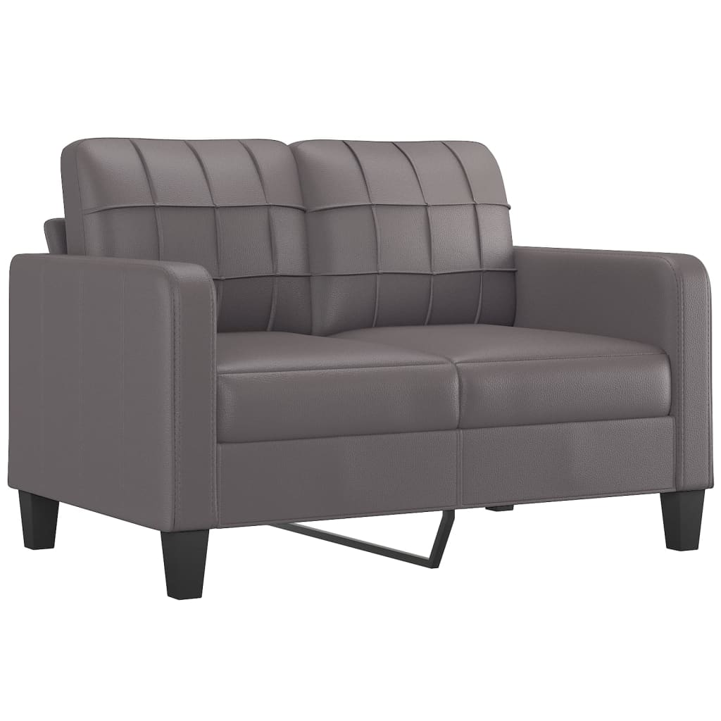 Vidaxl 2-Cz. Sofa Set With Cushions, Grey, Faux Leather