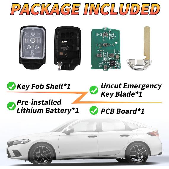 ABUDU fit for 2018-2022 Honda 10th Gen Accord Smart Key Remote Key Fob 433MHz 4A Chip 4 +1 Buttons FCC ID: CWTWB1G0090
