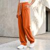Women's Plus Size Loose Fit Wide Leg Straight Pants Color for Fall Casual Wear