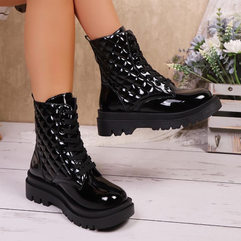 Ladies Shoes  Mid-Calf Women's Fashion Lace-up Modern Boots Women Winter Plus Size Round Toe Best Seller Shoes for Women