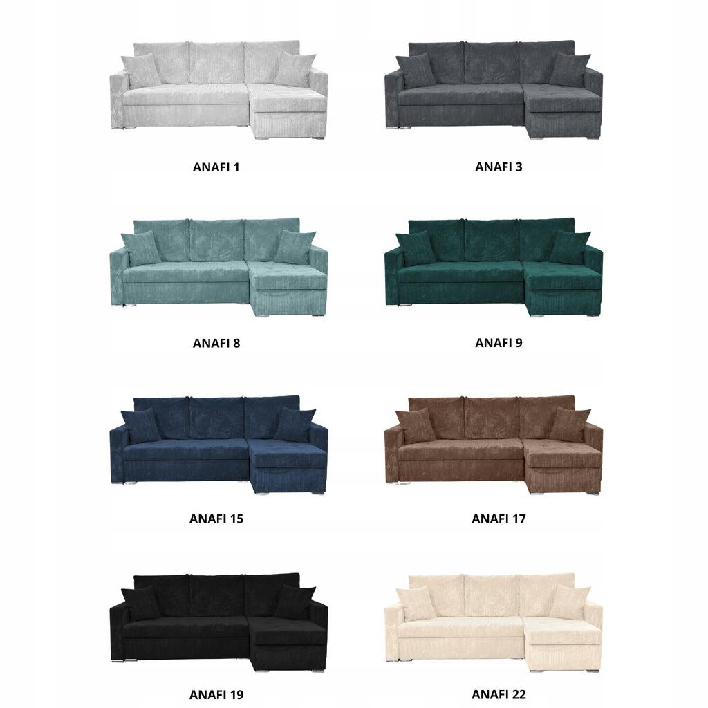 Ecksofa Bonito ausklappbar mit Schlaffunktion Family Meble Cord dunkelgrau