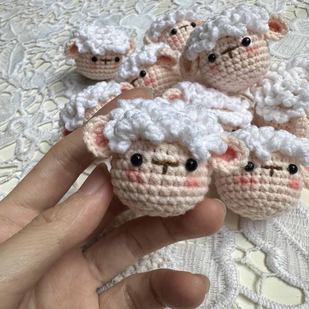 Handmade wool crocheted cartoon sunny day doll dog pig sheep chicken fox rabbit animal diy doll head key chain bag decoration