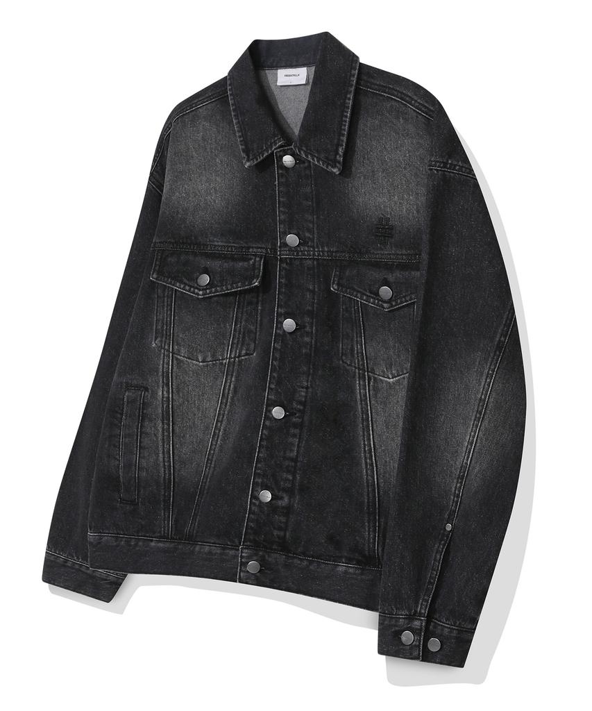 Beentrill Vintage Washed Denim Trucker Jacket (Black)