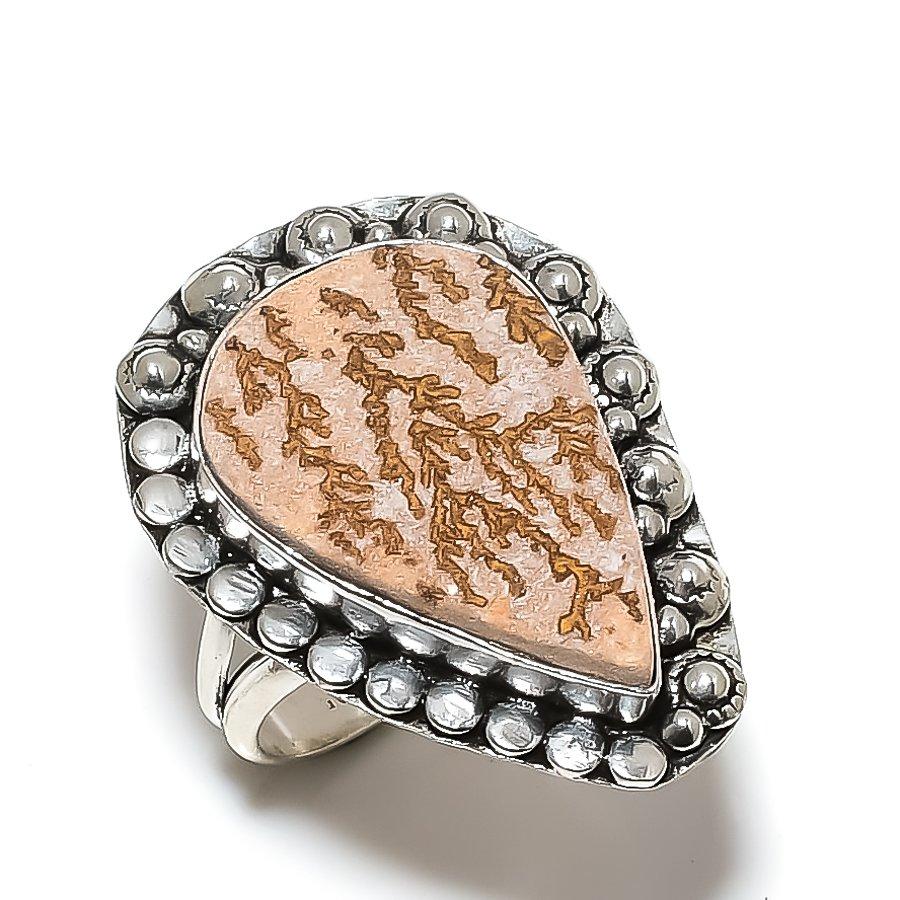 Psilomelane Dendritic Gemstone 925 Sterling Silver gift Jewelry Ring Size 9 H0s38