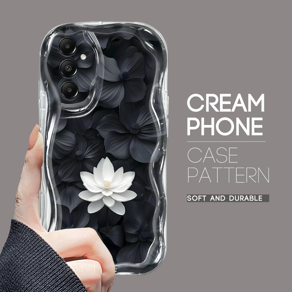 Cute Cartoon Pattern Cream Texture Casing Wavy Edge Soft Silicone Cover Phone Case for Samsung