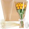 Novos 50 Pçs Sacos de Flores para Buquês com 50 Pçs Suporte para Cartão Floral com Espeto e Fitas, Papel de Embalagem para Buquê de Flores - para Flores