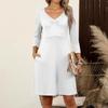 Women's  Casual Loose Comfortable Solid V-Neck 3/4 Sleeve Dress