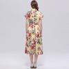 Summer Floral Print Shirt Dress for Women Short Sleeve Maxi Sundress with Lapel Neck Buttons Vintage Fashion Belted Robe