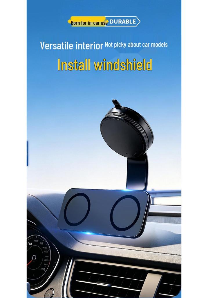 Adjustable Magnetic Car Phone Holder with Double Suction