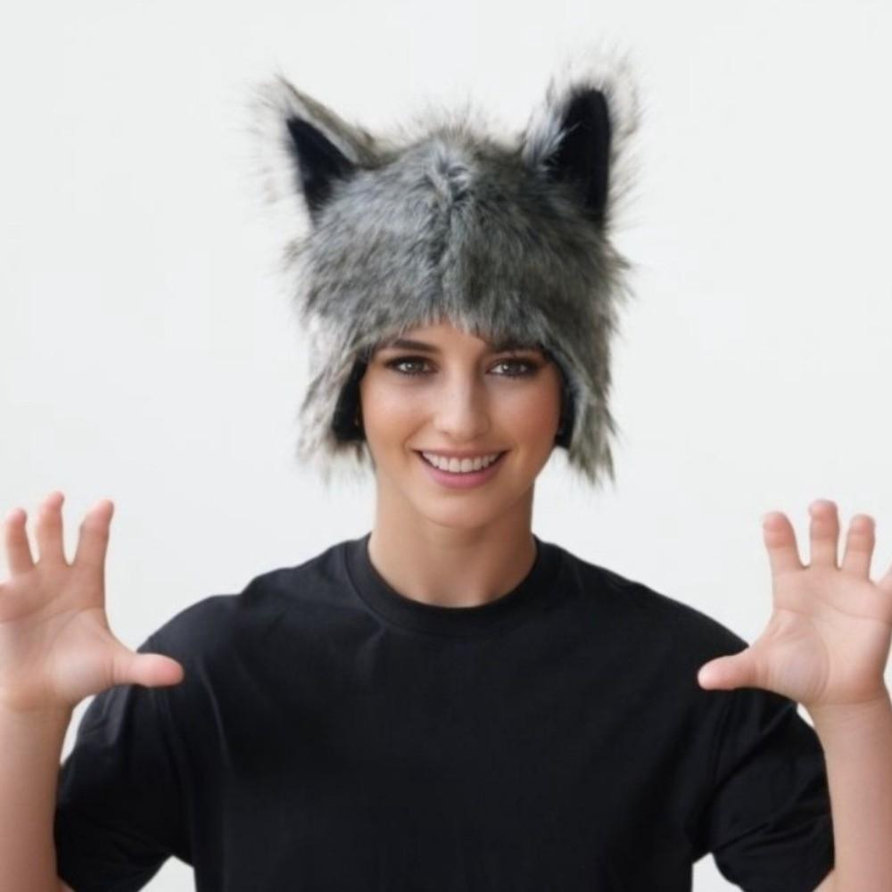 Hairy Wolf Paw Cosplay Set Grey Halloween Costume Gloves Props Werewolf Paw Mitten Halloween Party