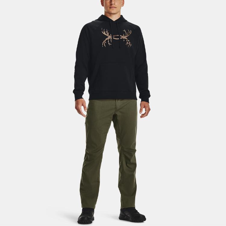 Under Armour Rival Antler Fleece Hoodie Men Outerwear Black 1365679-001