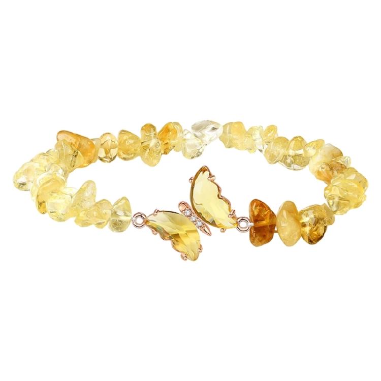 Healing Crystals Bracelet With Irregular Gemstones Beads Butterfly Decoration Adjustable Jewelry For Relaxation