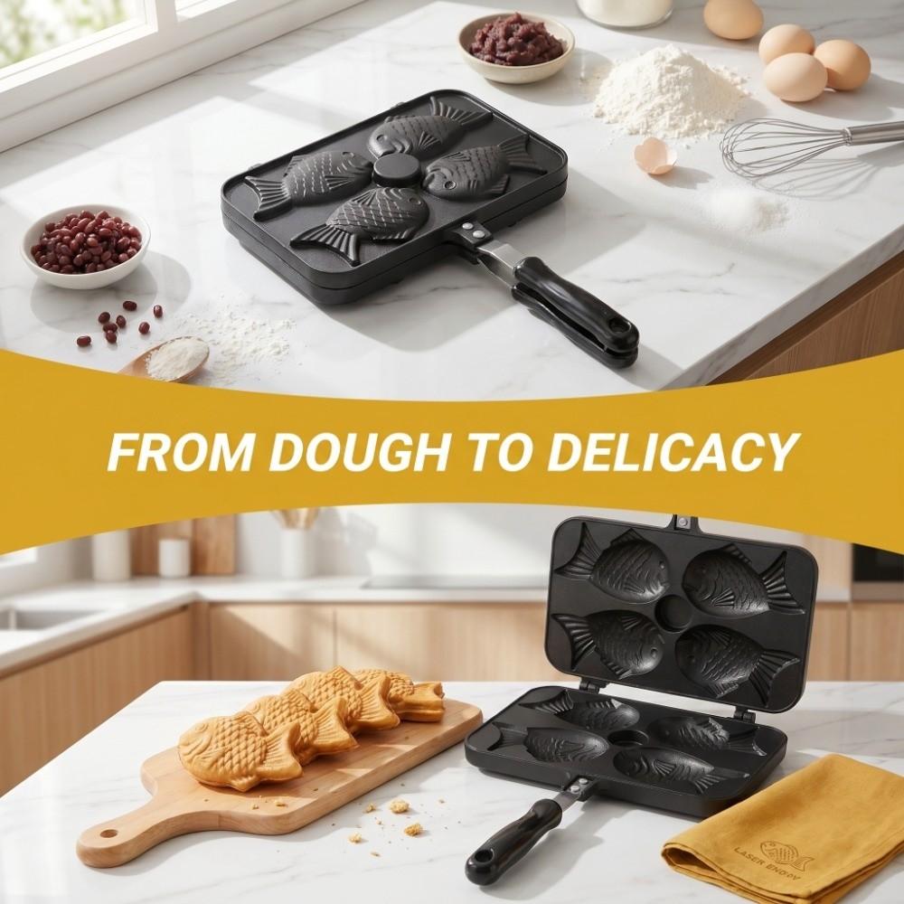 Double Sided Taiyaki Frying Pan Non Stick Taiyaki Frypan Taiyaki Fish Shape Cake Maker Breakfast