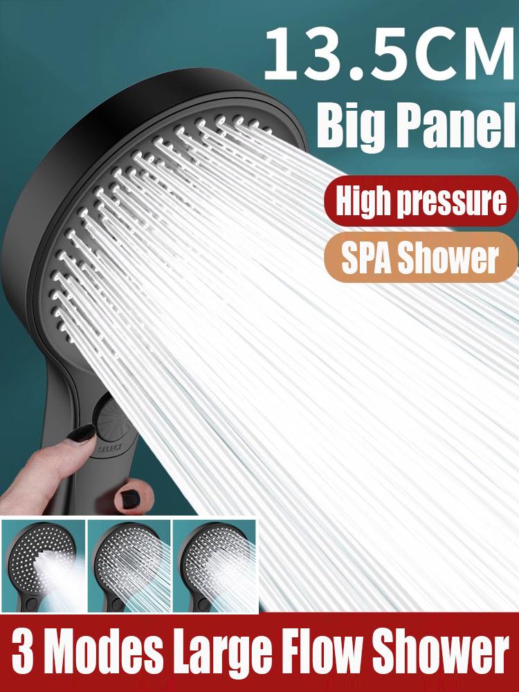 135MM Big Panel Supercharge Waterfall Shower Head 3 Modes High Pressure Large Flow Rainfall Bathroom Shower Faucet Accessories