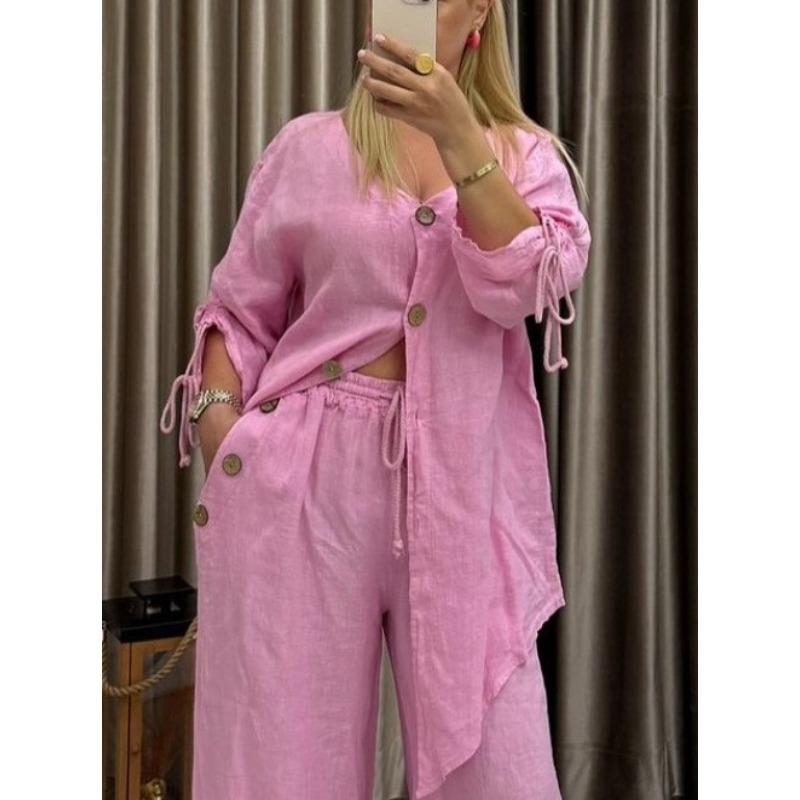 IHUASU Women's Fashion Casual Autumn Winter Long Sleeve V Neck Pants Suits