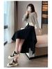 Women's Korean Style A-Line Half-Skirt, Versatile Mid-Length, Slimming Flare, Spring/Autumn Fashion.