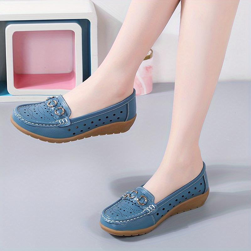 Women's Hollow Out Design Flat Shoes, Casual & Breathable Slip On Shoes, Women's Comfortable Shoes