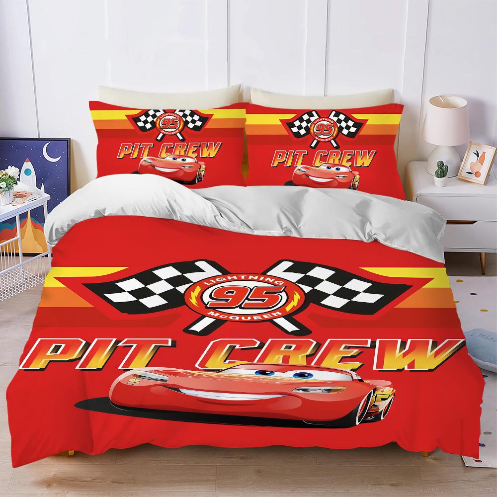 

Cartoon Car Lightning M-McQueen 95 Duvet Cover Set Soft Wash Bed 3 Piece Summer Comfortable Student Dormitory Home Baby Bedding 135x200cm