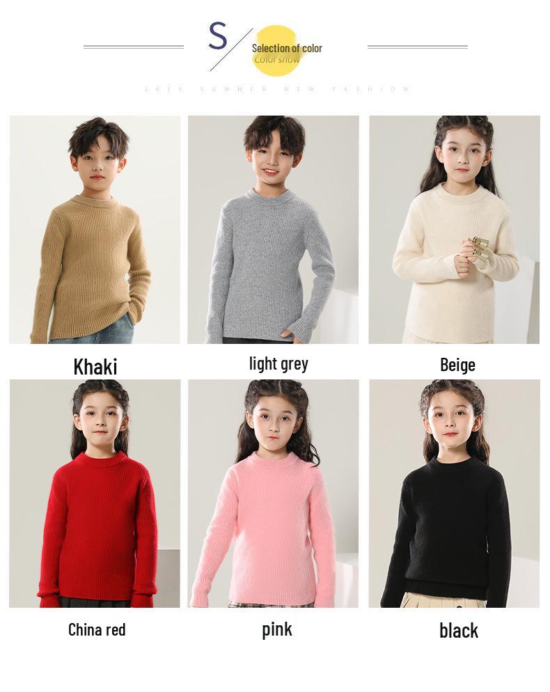 100% Wool Striped Round Neck Kids’ Thermal Sweater - Medium to Large, Unisex, Autumn/Winter