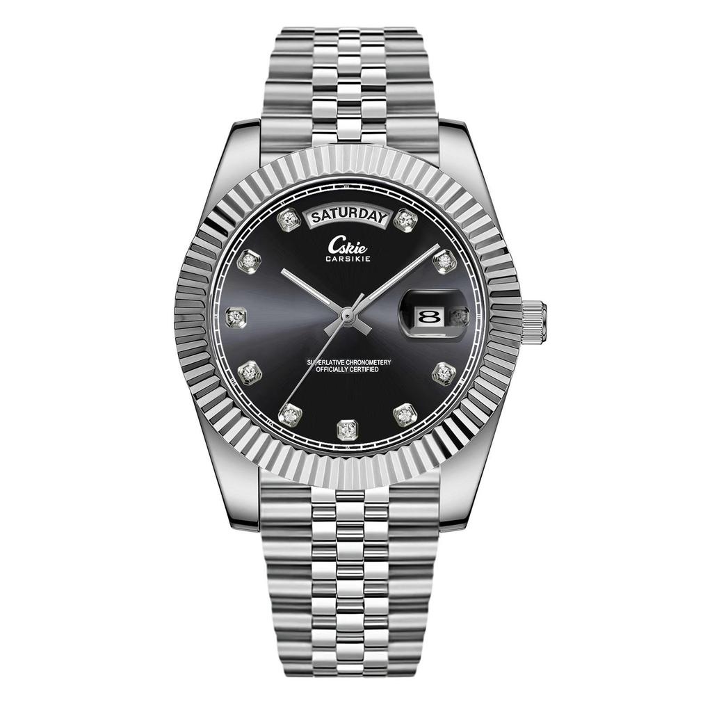 Swiss Brand Ultra-Thin Men's Steel Band Business Watch - High-End Waterproof Design