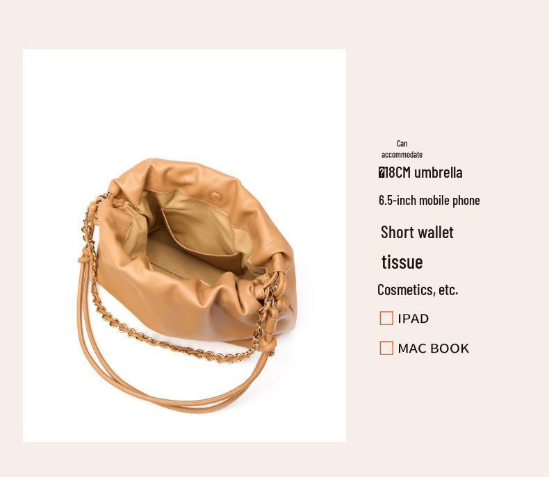 Large Capacity Women's Genuine Leather Handbag - Commuter Shoulder & Crossbody Cloud Dumpling Bag