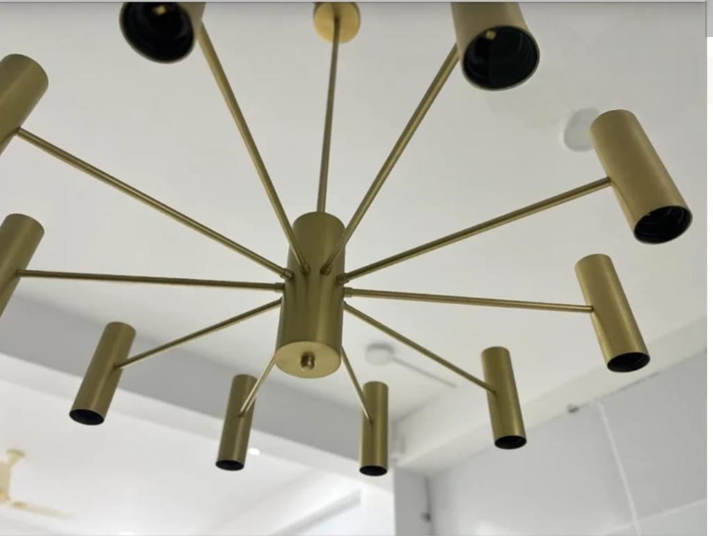 20 Light Brass Pendant Mid Century Modern Raw Brass Sputnik chandelier light Fixture