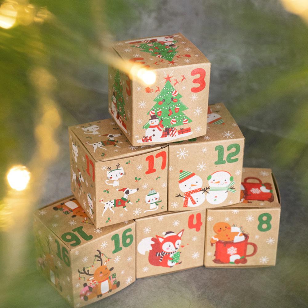 24 Day Advent Calendar Boxes for Christmas Countdown with Numbered Compartments for Daily Surprises and Holiday Decoration