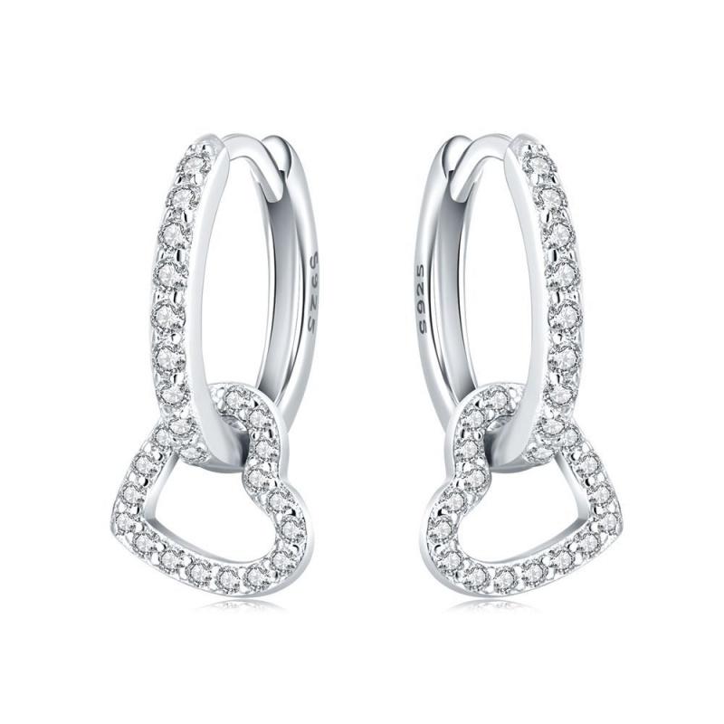 New 925 Silver Heart Hoop Earrings Inlaid Zircon CZ Infinity Love Golden Earrings For Women Wedding Gift Luxury Jewelry