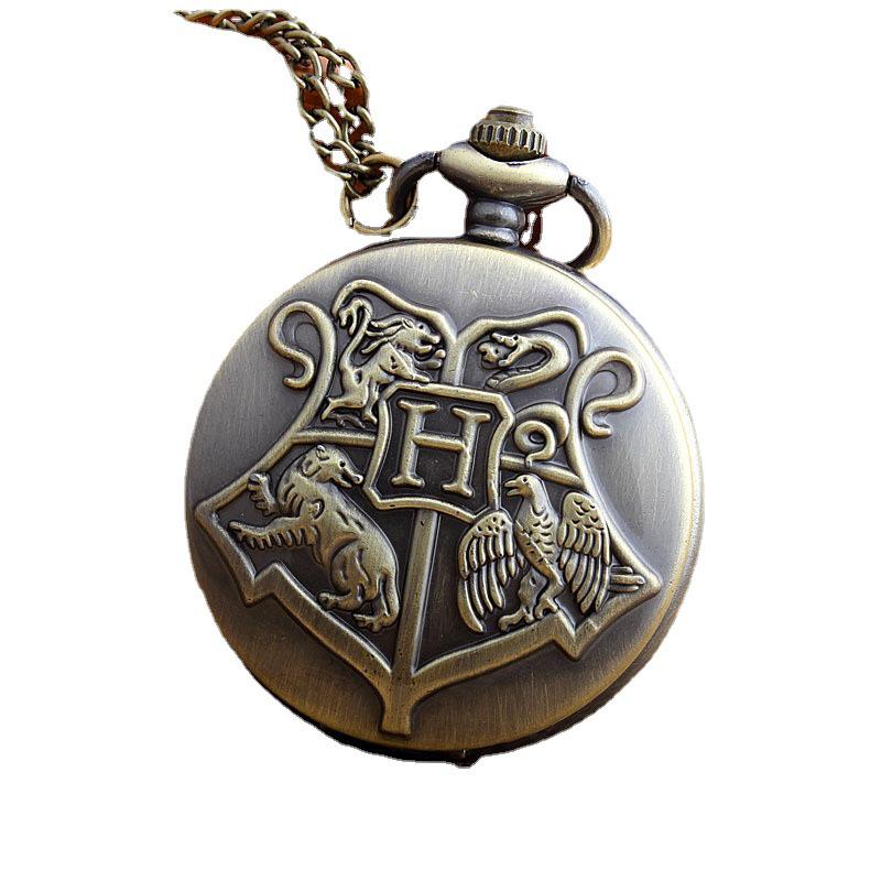 Classic Retro Pocket Watch: Antique Copper, H Letter, European-American Style, Men's & Women's Large Quartz Movement.